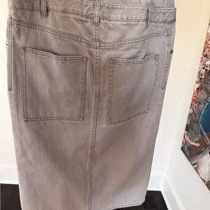TIBI light grey denim double waisted midi skirt
Size 27